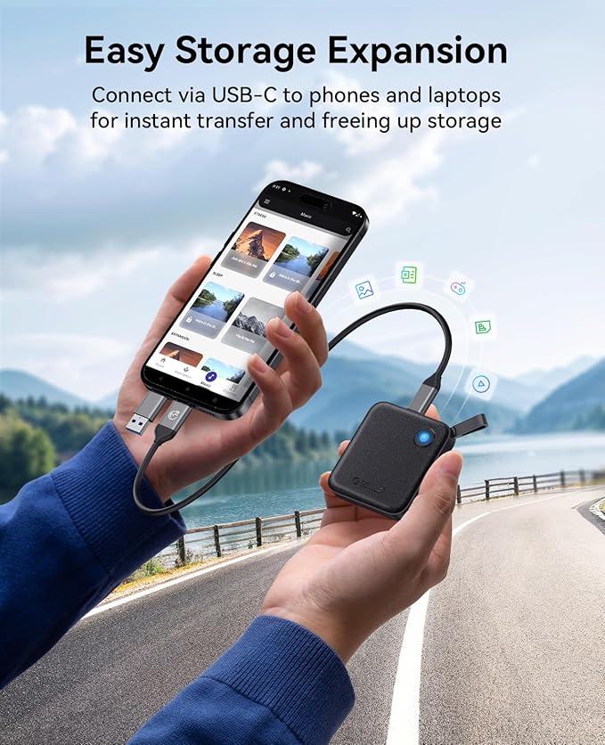 ORICO Portable SSD 256 GB with 2 in 1 USB C Cable, External Solid State Drives, Up to 460MB/s, Status Indicator, Reliable Storage for USB-C Smartphone, Tablet, PC - B5PLUS
