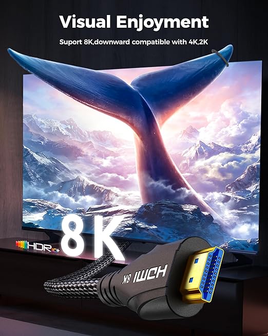 HDMI Cables 10FT 2Pack- Certified 8K Ultra High Speed HDMI Braided Cable 48Gbps,8K 60hz,4K 120hz,eARC,HDCP 2.2-2.3 - Compatible for HDTV/PS5/Blu-ray/RTX 3080 3090