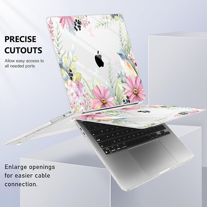 May Chen Compatible with MacBook Pro 13 inch Case 2022 2021 2020 Release Models A2338 M2 M1 A2251 A2289, Plastic Hard Shell Case + Keyboard Cover for Mac Pro 13" with Touch Bar, Blue Bird