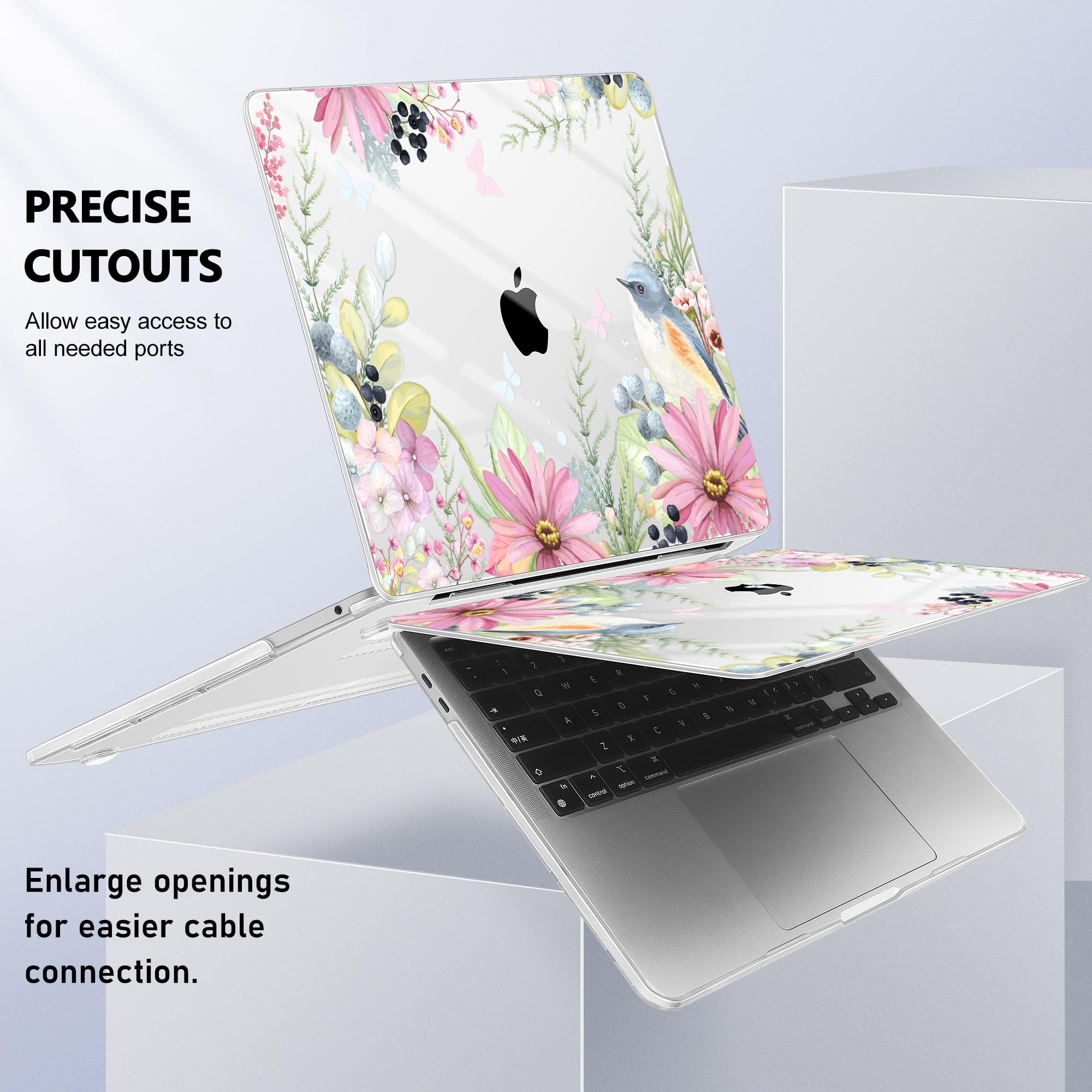 May Chen Compatible with MacBook Pro 13 inch Case 2022 2021 2020 Release Models A2338 M2 M1 A2251 A2289, Plastic Hard Shell Case + Keyboard Cover for Mac Pro 13" with Touch Bar, Blue Bird