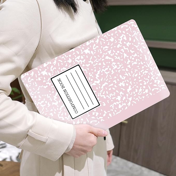 MEEgoodo Case for M4/M3/M2 MacBook Air 13.6 inch Case 2025 2024 2022, Fit Model A3240/A3113/A2681, Laptop Hard Shell with Keyboard Cover Compatible with MacBook Air 13 inch, Pink Composition Book