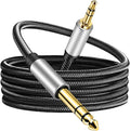 3.5 mm to 6.35 mm Audio Cable 6Ft, Gold-Plated Terminal Silver Color Zinc Alloy Housing 3.5mm 1/8" Male TRS to 6.35mm 1/4" Male TRS Nylon Braided Stereo Audio Cable for Cellphone,Amplifiers(6Ft/2M)
