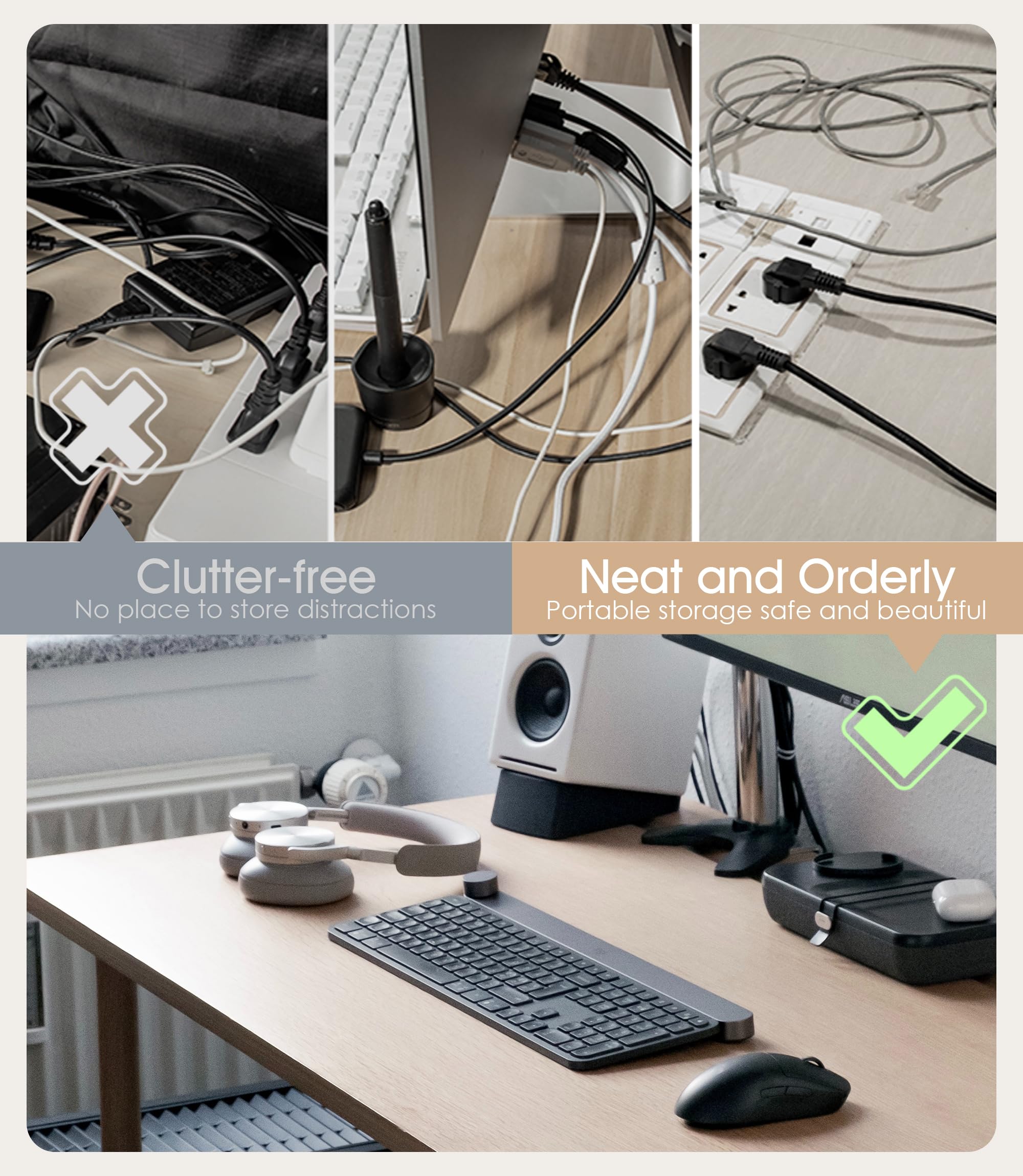 Nearockle 40Pcs Reusable Cable Ties, Adjustable Cord Organizer, Black+White