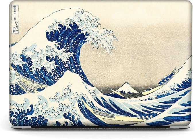 Berkin Arts Compatible with MacBook Air 13 inch Cover, 2022-2018 Release A1932 with Touch ID with Keyboard Cover & Screen Protector Ukiyo-e (The Great Wave by Hokusai)