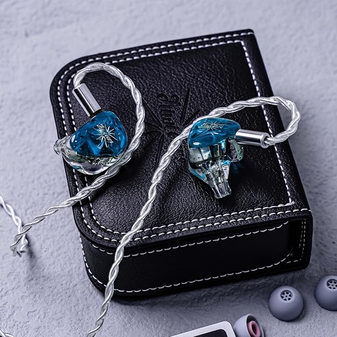 Linsoul Kiwi Ears Orchestra Lite Performance Custom 8BA in-Ear Monitor IEM with Detachable 4-core 7N Oxygen-Free Copper OFC Cable, Handcrafts Faceplate for Audiophile Studio Musician (Blue)