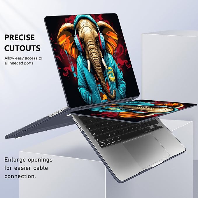 for MacBook Pro 16 inch Case 2019 2020 Release Model A2141, Plastic Hard Shell Cover with Keyboard Cover & Screen Protector for MacBook Pro 16 inch with Touch Bar & Touch ID, Elephant Hoodie