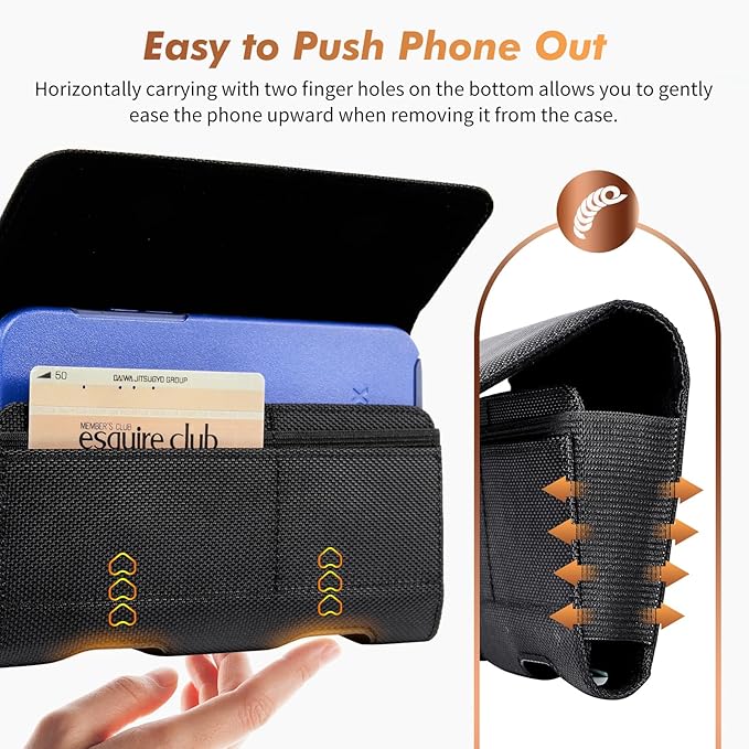 BECPLT Nylon Belt Holster Case Cell Phone Pouch Belt Holder Phone Holster Cover with Clip for iPhone 15 Pro Max 15 Plus 14 Pro Max 13 Pro Max Samsung Galaxy S24+ S23+ S22+ S21+ S23 FE (Black)
