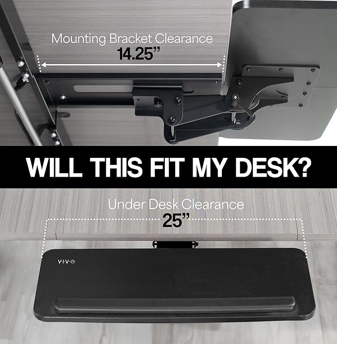 VIVO Adjustable Computer Keyboard and Mouse Platform Tray Ergonomic Under Table Desk Mount Drawer Underdesk Shelf, Light Wood, MOUNT-KB03C