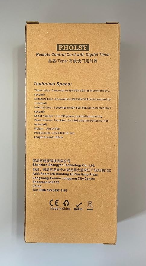 PHOLSY RR90 Timer Remote Control Cable with Intervalometer for Fujifilm GFX50S X-Pro2 X-H1 X-T2 X-T1 X-T10 X-T20 X-T100 X-E2S X-E2 X-E3 X-M1 X-A20 X-A5 X-A3 X-A2 X-A1 X-A10 X100F X100T X70 X30 XQ2 XQ1
