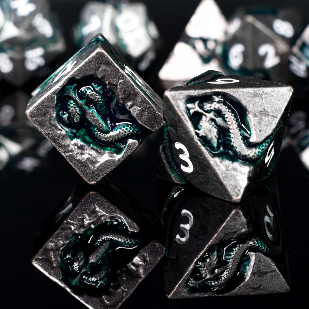 RULE DICE Serpent's Cunning DND Dice Set - Metal Dungeons and Dragons Dice for Players & DMS - Balanced Polyhedral D&D Dice, Unique D and D Gift for GMS and Players