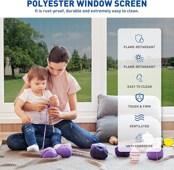 MAGZO Window Screen Replacement Mesh Roll, 37.4in × 16.4ft Heavy Duty Upgraded Polyester Mesh for Screen Door Repair Kit, Ventilated & Durable, Ideal for Sliding Patio Porch Doors & DIY Projects