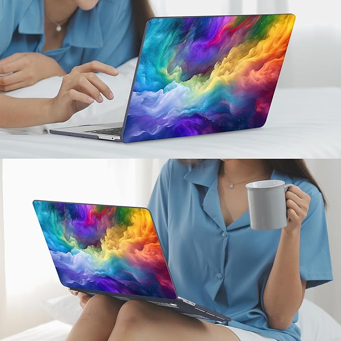 Mektron for MacBook Pro 13-inch Case 2022 2021 2020 Release A2338 M2 M1 A2289 A2251, Printed Plastic Hard Shell Cover for New MacBook Pro 13.3-inch Touch Bar Fits Touch ID，Rainbow Cosmic