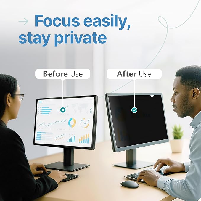 VINTEZ [2 Pack] 24 Inch 16:9 Privacy Screen for Computer Monitor and Laptop - Anti Glare Protector Film Blue Light Filter Eye Protection - Computer Screen Privacy Shield