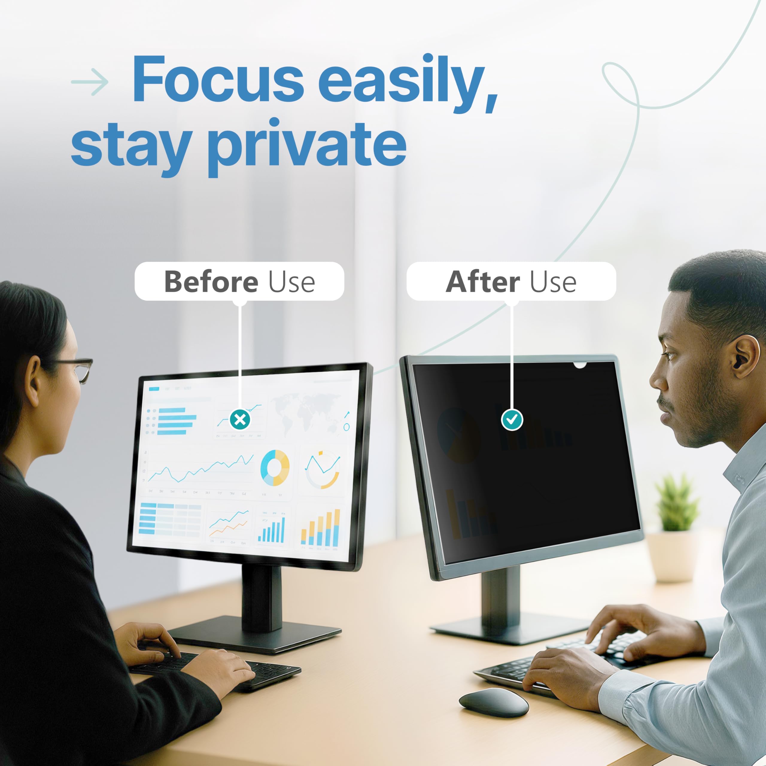 VINTEZ 29 Inch 21:9 Privacy Screen for Computer Monitor and Laptop - Anti Glare Protector Film Blue Light Filter Eye Protection - Computer Screen Privacy Shield, [1 Pack]