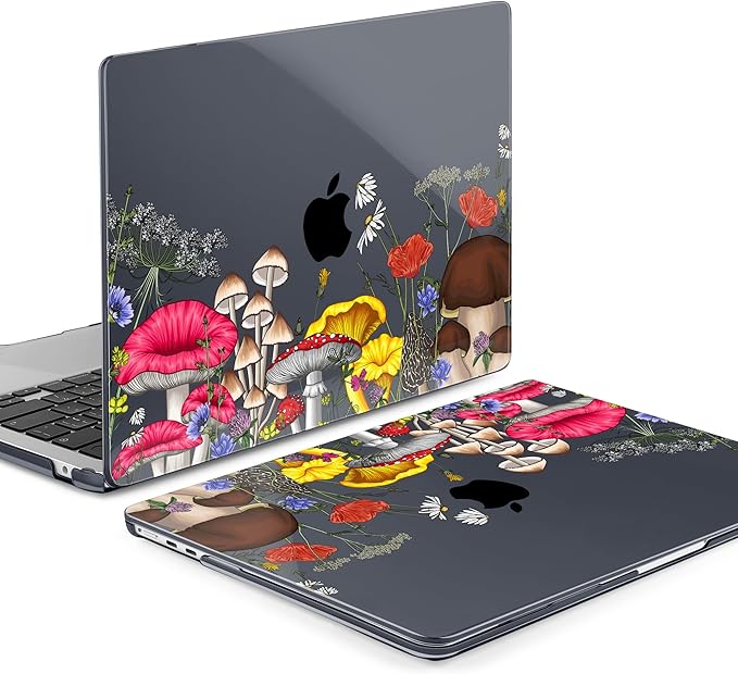 MEEgoodo for M4/M3/M2 MacBook Air 15.3 inch Case 2025 2024 2023, Case Fit Model (A3241/A3114/A2941) for MacBook Air 15 inch, Laptop Hard Shell with Keyboard Cover, Forest of Mushrooms