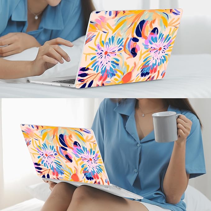 Mektron for MacBook Air 13 Case A1466/A1369 (2010-2017 Release), Snap-on Plastic Hard Shell Cover for MacBook Air 13.3 inch with Keyboard Cover, Abstract Botanical