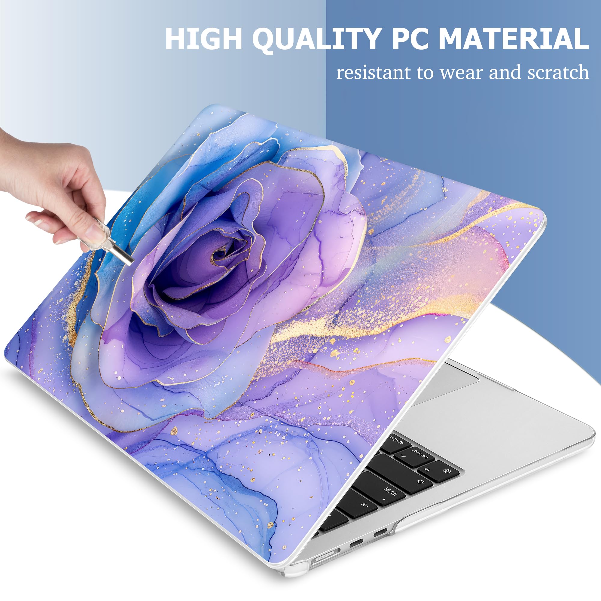 Mektron Case for 2026 MacBook Air 15 INCH M5 A3448 Compatible with M4 A3241 /M3 A3114 /M2 A2941 Printed Plastic Hard Shell Cover with 15.3" Liquid Retina Display Touch ID- Rose Marble