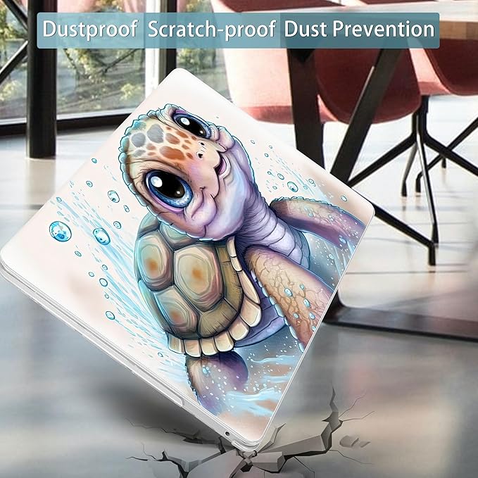 Mektron for MacBook Air 13 Case A1466/A1369 (2010-2017 Release), Snap-on Plastic Hard Shell Cover for MacBook Air 13.3 inch with Keyboard Cover, Cute Turtle