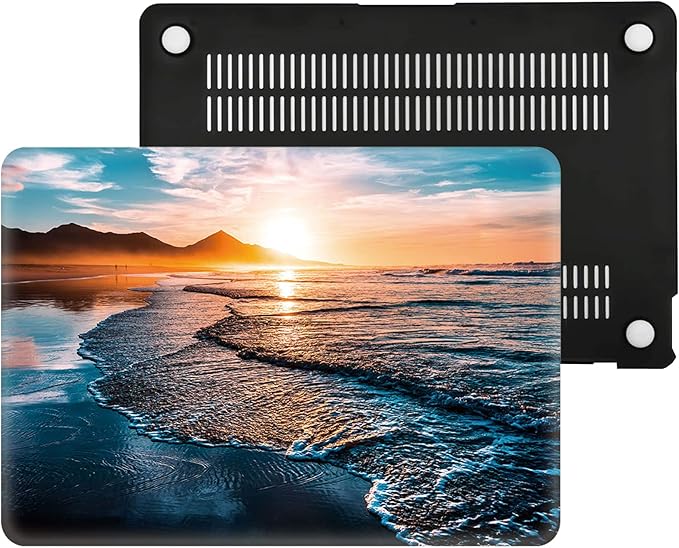 Beach Sunset Hard Case Compatible with MacBook Air 13 Inch Case 2017 2016 2015 2014 2013 2012 2011 2010 Release A1466/A1369,AMCJJ Plastic Hard Shell Cover & Keyboard Cover &Screen Protector