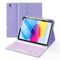 Senyoson for iPad A16 Case with Keyboard - 7 Color Backlit Magnetic Wireless Detachable Folio Keyboard Cover with Pencil Holder for iPad 11th 10th Generation, Purple