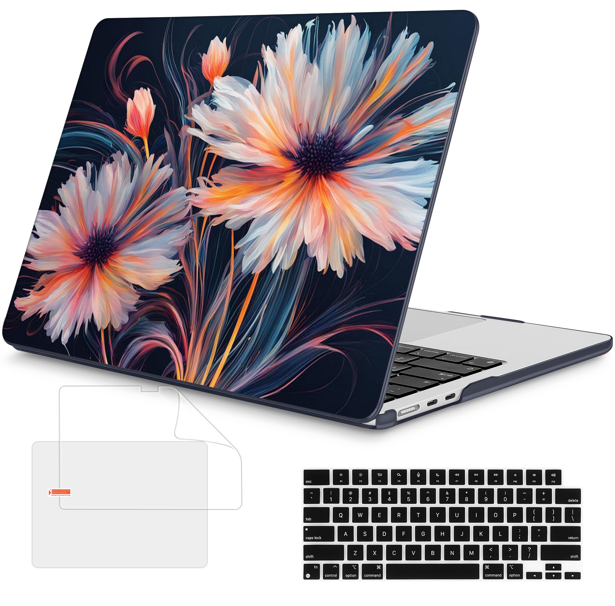 Mektron Case for 2026 MacBook Air 15 INCH M5 A3448 Compatible with M4 A3241 /M3 A3114 /M2 A2941 Printed Plastic Hard Shell Cover with 15.3" Liquid Retina Display Touch ID- Floral C337