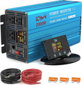 2000 Watt Inverter Pure Sine Wave DC 12V to 110V AC Power Inverters with 3 AC Charger Outlets, Car Inverter Solar Power Inverters for Vehicles Home with LCD Display and 2.4A USB Charging Ports