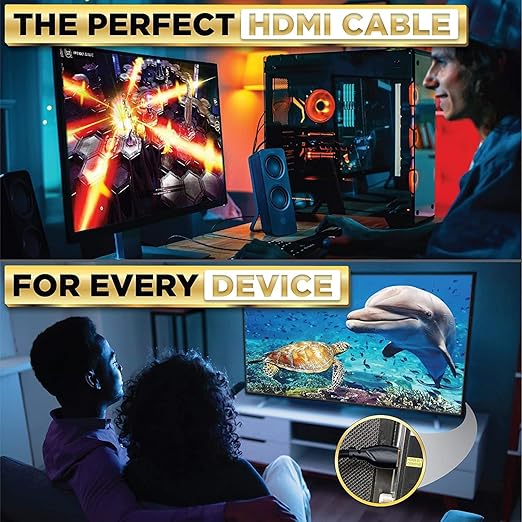 PowerBear 4K HDMI Cable 50 ft | High Speed, Braided Nylon & Gold Connectors, 4K @ 60Hz, Ultra HD, 2K, 1080P, ARC & CL3 Rated | for Laptop, Monitor, PS5, PS4, Xbox One, Fire TV, Apple TV & More
