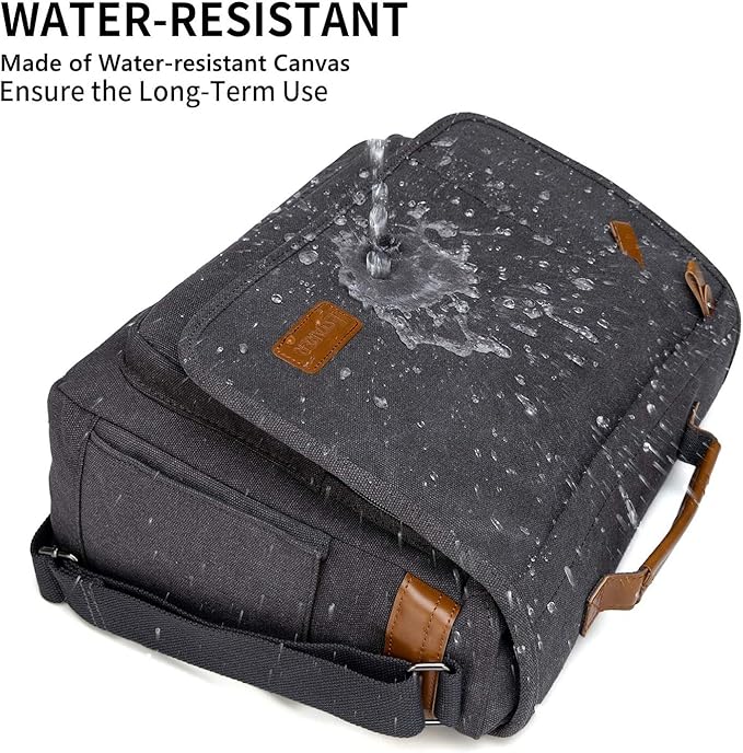 ESTARER Men Messenger Bag 17-17.3 Inch Laptop Bag Water-resistant Canvas Computer Shoulder Bag Briefcase for Work College Travel, Grey