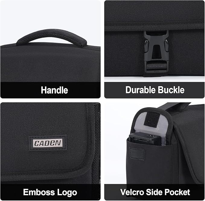 CADeN Camera Bag Case Shoulder Crossbody Bag Compatible for Nikon, Canon, Sony, DSLR SLR Mirrorless Cameras and Lenses (1.0 Black, Large)