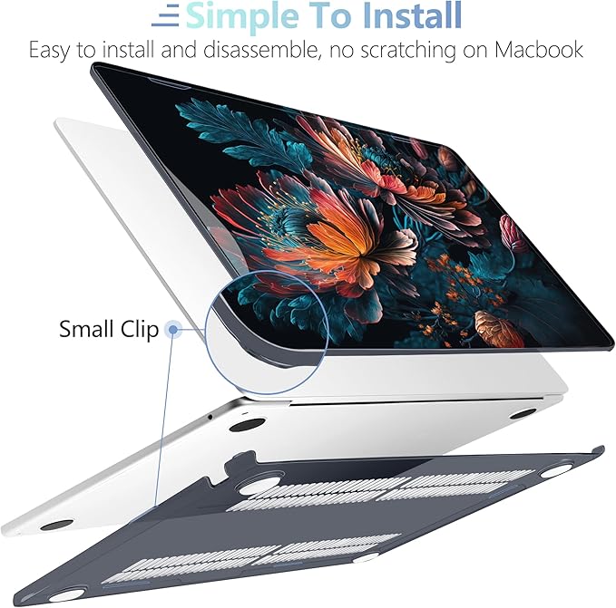 MEEgoodo for M4/M3/M2 MacBook Air 15.3 inch Case 2025 2024 2023, Case Fit Model (A3241/A3114/A2941) for MacBook Air 15 inch, Laptop Hard Shell with Keyboard Cover, Bunch Flowers