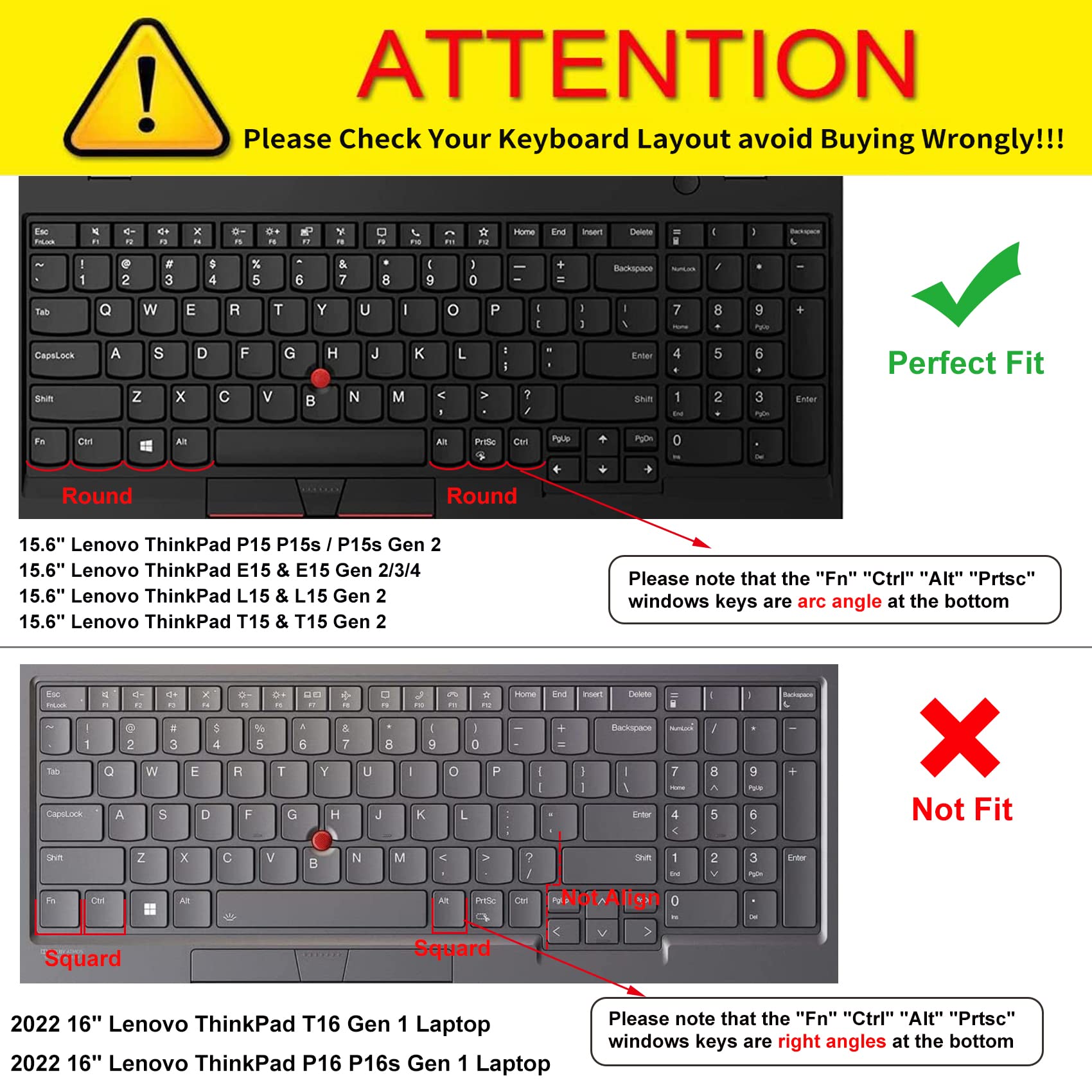 Colorful Keyboard Cover for 15.6" Lenovo ThinkPad E15 Gen 4/3/2 T15 T15p T15g L15 Gen 2 1 P51s P52 P52s P53 P72 P73/ThinkPad E580 E590 E595 L580 L590/ThinkPad T570 T575 T580 T590, Rainbow