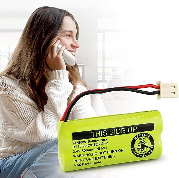 BT183342/BT283342 2.4V 800mAh Ni-MH Battery Pack, Compatible with AT&T VTech Cordless Phone Batteries BT166342/BT266342 BT162342/BT262342 CS6709 CS6609 CS6509 CS6409 EL52100 EL50003 (Pack 2)