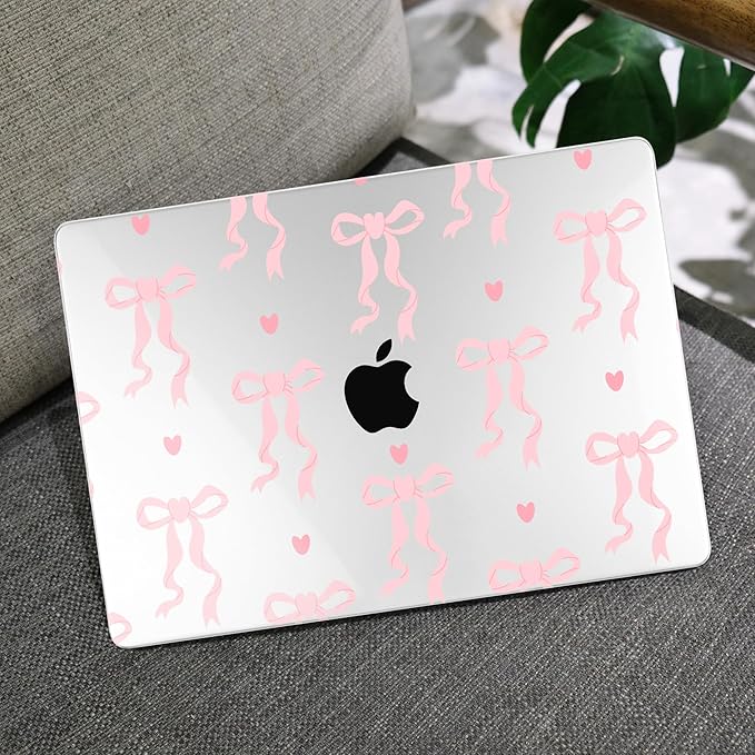 MEEgoodo for MacBook Air 13 inch Case 2021 2020 2019 2018 Released A2337 M1 A2179 A1932 with Touch ID, Plastic Hard Shell & Keyboard Cover Compatible with MacBook Air Case 13.3,Trendy Bow & Hearts