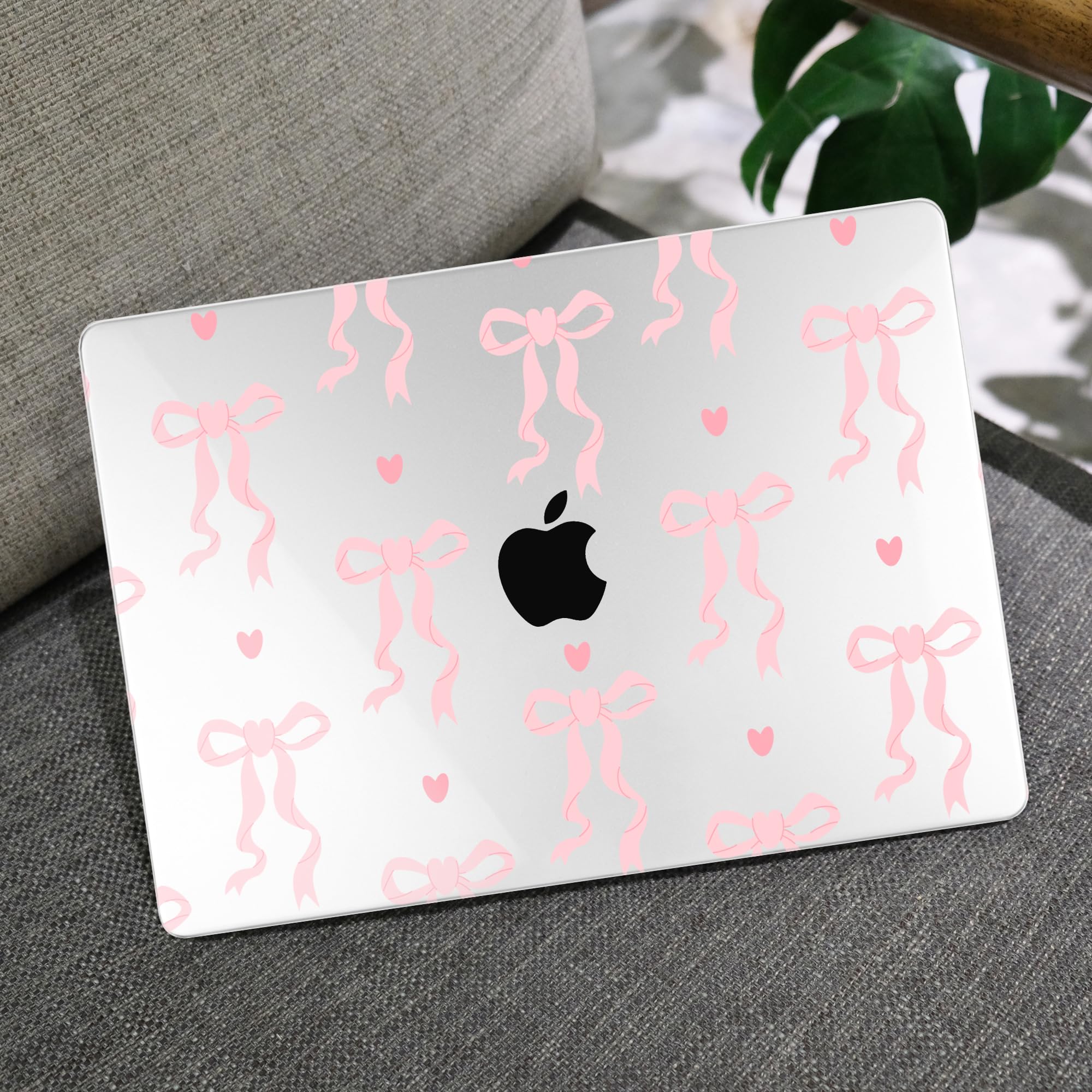 MEEgoodo for MacBook Air 13 inch Case 2021 2020 2019 2018 Released A2337 M1 A2179 A1932 with Touch ID, Plastic Hard Shell & Keyboard Cover Compatible with MacBook Air Case 13.3,Trendy Bow & Hearts