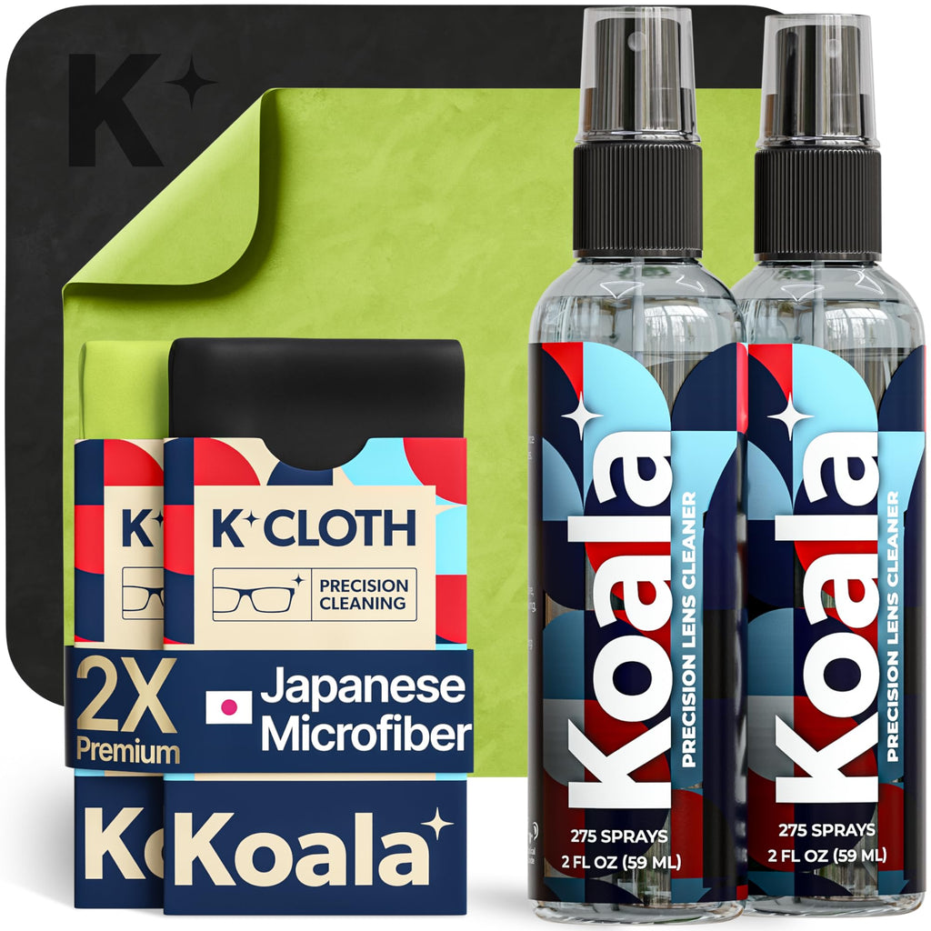 Koala Eyeglass Lens Cleaner Spray Kit | Japanese Microfiber (4 Piece Set)