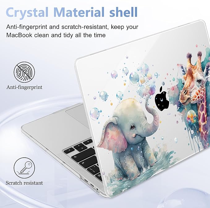 MacBook Pro 16 inch A2141 Case 2019 2020, Plastic Hard Shell Cover with Keyboard Cover & Screen Protector, Elephant & Giraffe