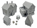 Paintable Tabletop Miniature Little Town Building Terrains - 18mm Scale Dioramas Building Set Scenery with Medieval Architecture Style by HAUTICO (HVillageHouses4-1)