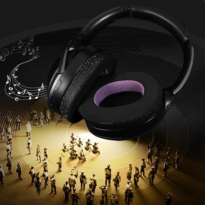 Magic Ice Gel Replacement Earpads for WH-1000XM2/MDR-1000X Headphones (Black/Purple)