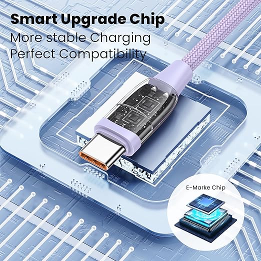 100W USB C Multi Charging Cable, USAMS 6.6FT 5-in-1 5A Fast Sync Charger Adapter Nylon Braided Type-C Cable for Laptop/Tablet/Phone and More