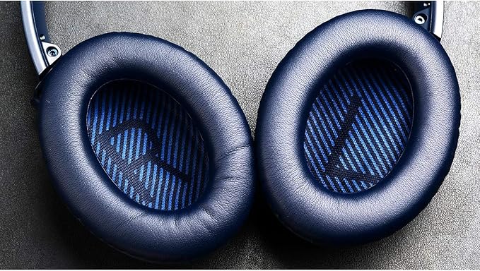 SoloWIT Replacement Earpads Cushions for Bose QuietComfort 35 (QC35) & Quiet Comfort 35 II (QC35 ii) Headphones, Ear Pads with Softer Leather, Noise Isolation Foam, Added Thickness (Midnight Blue)