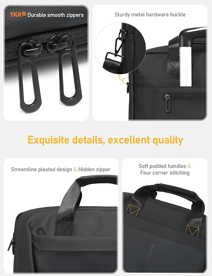13-14 Inch Laptop Shoulder Bag Business Briefcase Water Resistant Computer Messenger Bags Compatible with MacBook Pro 14, MacBook Air 13 M4, HP, Dell, ASUS Notebook, Black