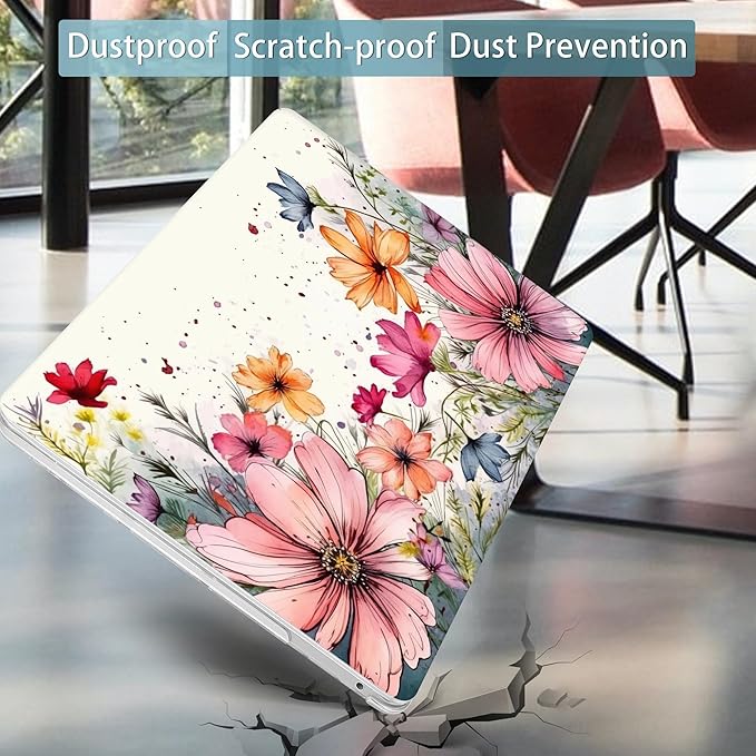Mektron for MacBook Pro 13-inch Case 2022 2021 2020 Release A2338 M2 M1 A2289 A2251, Printed Plastic Hard Shell Cover for New MacBook Pro 13.3-inch Touch Bar Fits Touch ID, Colorful Floral