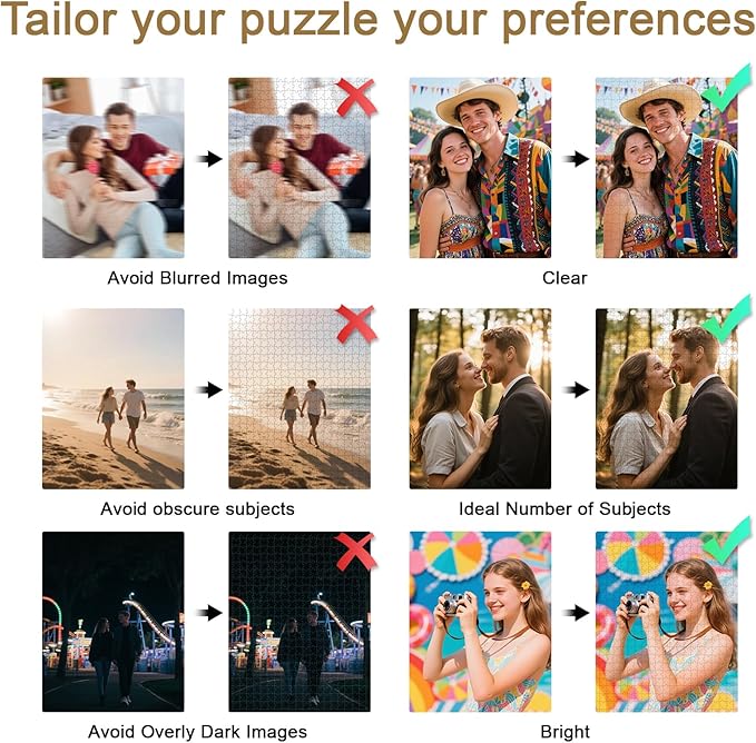 Personalized Photo Puzzle with Glossy Finish – Custom Jigsaw Puzzle 120/200/300/500/1000/1500 Pieces for Family, Couples, Pets, Birthdays, and Weddings (1000-Vertical)