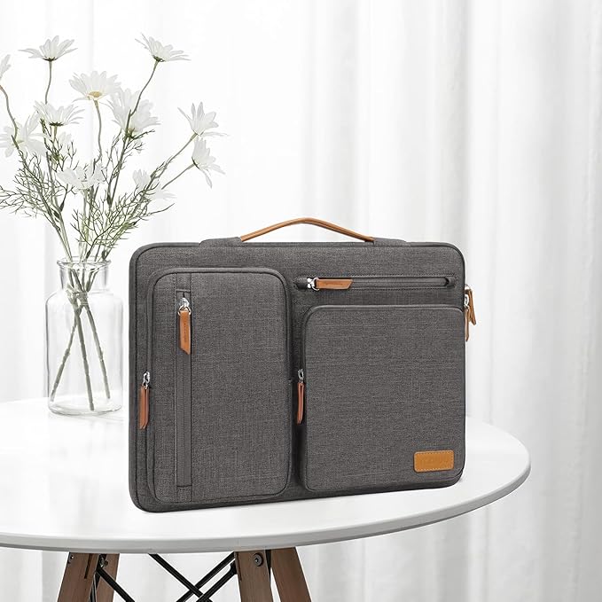 MOSISO 360 Protective Laptop Case 14 inch, 14 inch Laptop Sleeve Compatible with HP Lenovo Dell ASUS Acer, HP, Dell Latitude, Lenovo, Side Open Carrying Case with 4 Zipper Pockets&Handle, Taupe Gray