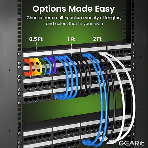 GearIT Cat 6 Ethernet Cable (24-Pack 4 Feet) Cat6 Network Patch, 10Gbps, RJ45, Snagless Cord, Gold-Plated Connectors, Internet for PC, TV, Tablet, Router, Printer, Servers, IT Data Center - White