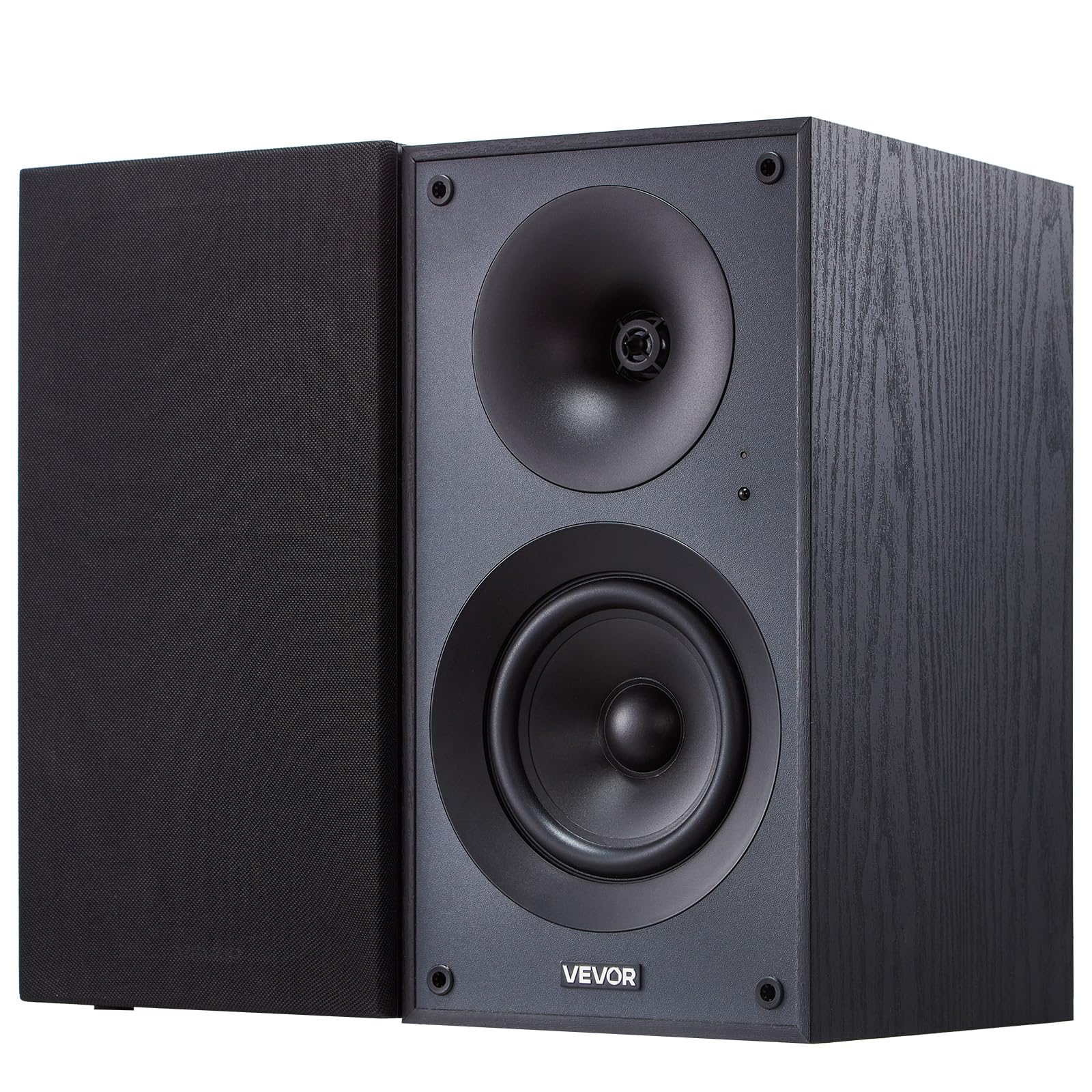 VEVOR Powered Bookshelf Speakers, 25W x 2, Active Studio Monitor Speaker with 5.25 Inch Woofer, Bluetooth/RCA/Coaxial/Optical/USB/Subwoofer Connection, Wooden Enclosure, for Record Player Turntable PC