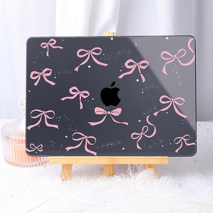 May Chen for MacBook Air 13.6 inch Case A3240 M4 A3113 M3 A2681 M2 with Retina Dispaly, 2025 2024 2023 2022 Release, Plastic Hard Shell Case with Screen Protector & Keyboard Cover, Crystal Black Bow