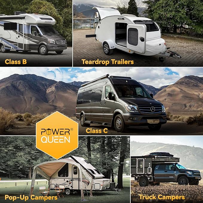 Power Queen 12V 100Ah LiFePO4 Battery BCI Group 24 Lithium Battery, Deep Cycle Battery with 100A BMS, 1280Wh, Up to 15000 Cycles & 10-Year Lifespan for Trailer RV, Motor Home, Marine