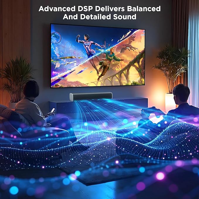 MZEIBO TV Sound Bar, Sound Bars for Smart TV Bluetooth 5.0 Soundbar 50W 17Inch Soundbars with ARC/Optical/AUX Connection Surround for Home Theater Audio