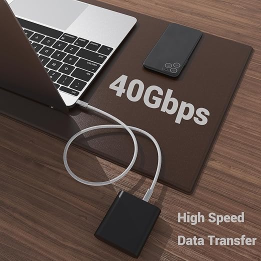 2FT USB 4 Cable, 240W Short C Cable Fast Charging, 40Gbps High Speed Data Transfer, 8K 60Hz Single and Dual 4K 60Hz Video Output Compatible with for iPhone 16/16 Pro/16 Plus/16 Pro Max